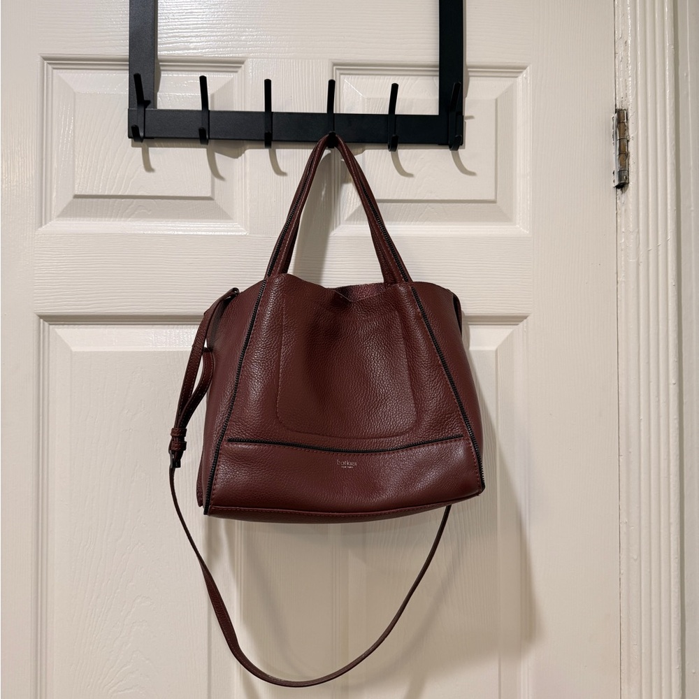 Botiker Soho Leather Tote Bite Size Wine Red EUC